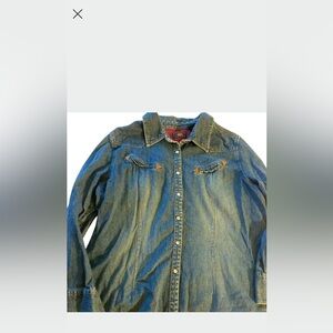 Route 66 Pearl snap denim western button down size 16/18 vintage cowgirl blouse